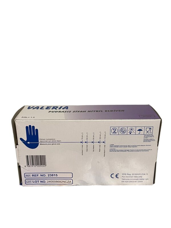 Valeria Pudrasız Siyah Nitril Eldiven