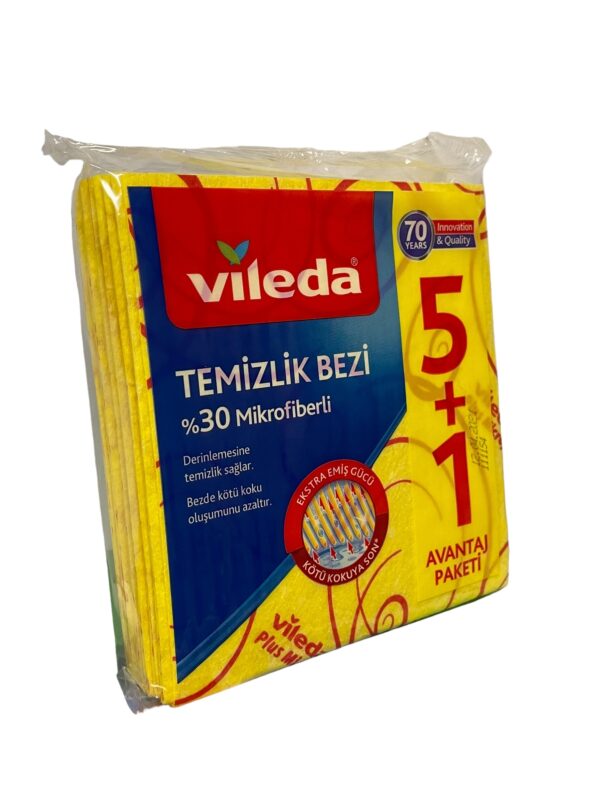 Vileda 5+1 Temizlik Bezi %30 Microfiberli  Derinlemesine Temizlik sağlar Bezde Kötü Koku Oluşumu Azaltır.