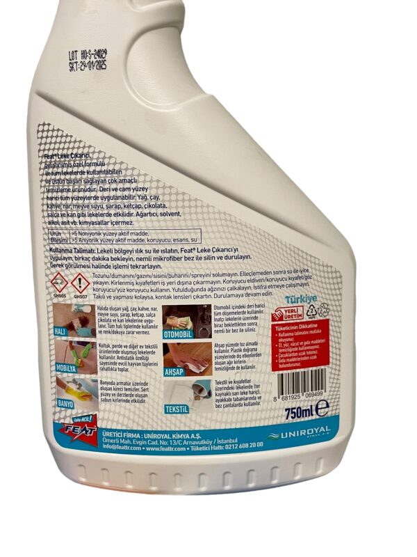Feat Leke Çıkarıcı Ağartıcı, Solvent, Alkol, Asit İçermez.