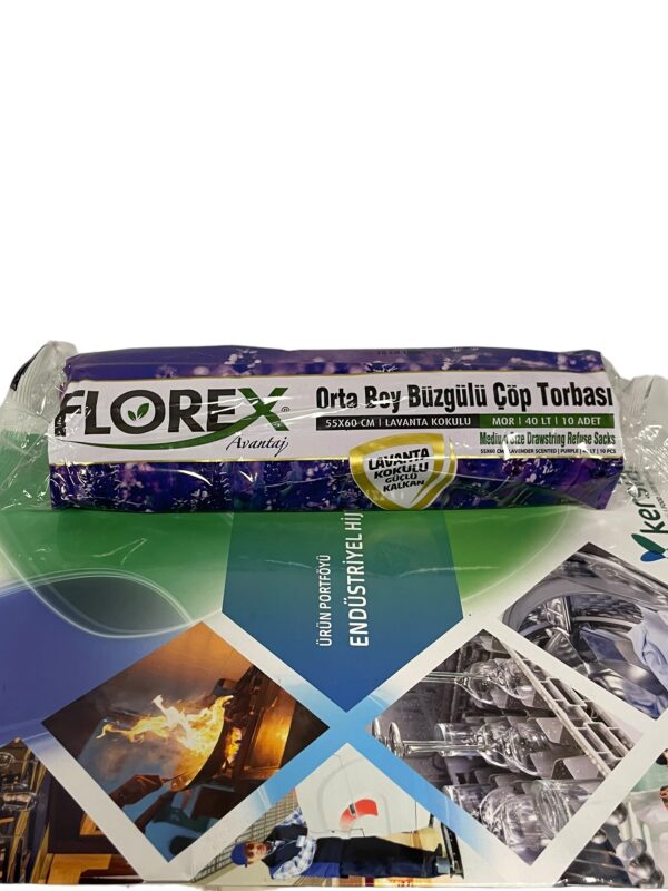 Florex Orta Boy Büzgülü Çöp Torbası 55x60cm Lavanta Kokulu