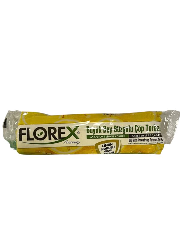 Florex Büyük Boy Büzgülü Çöp Torbası 65x70cm Limon Kokulu