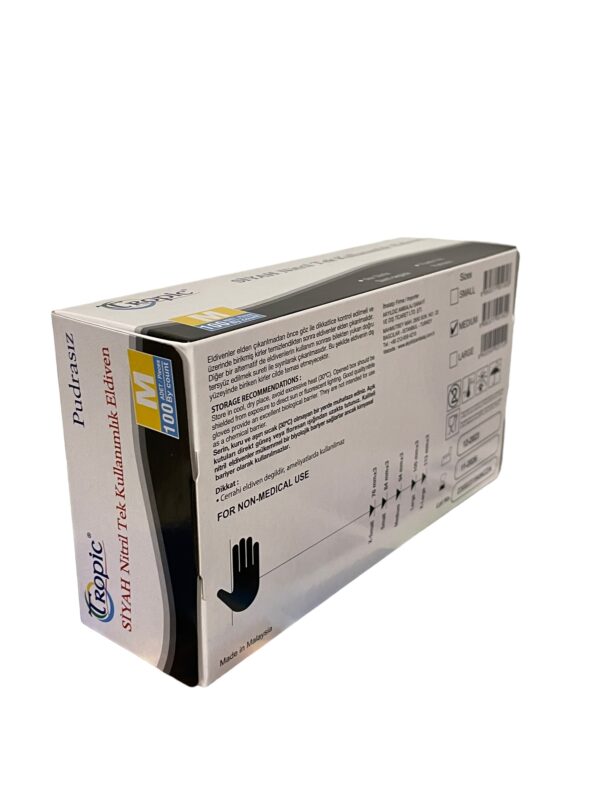 Tropic Siyah Nitril Muayene Eldiveni XL Beden